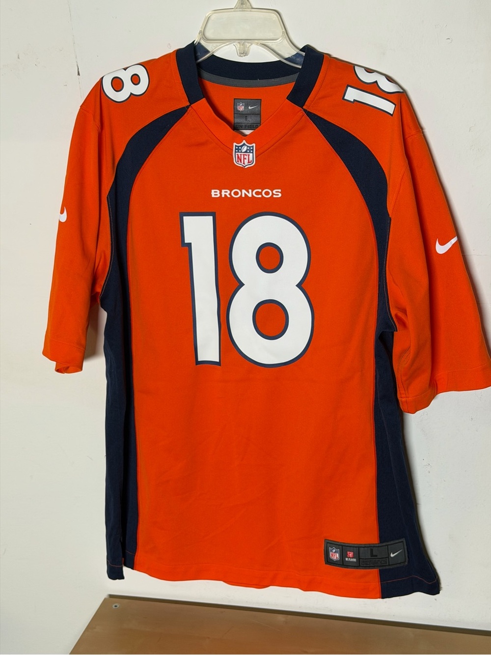 Nike Peyton Manning #18 Denver Broncos On Field Jersey Orange Large